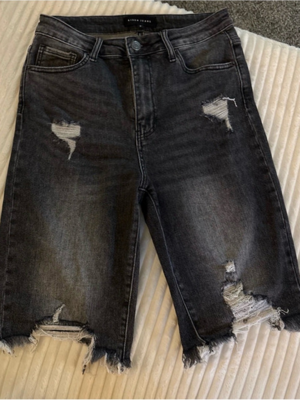Aritzia Washed Black Distressed Bermuda Shorts